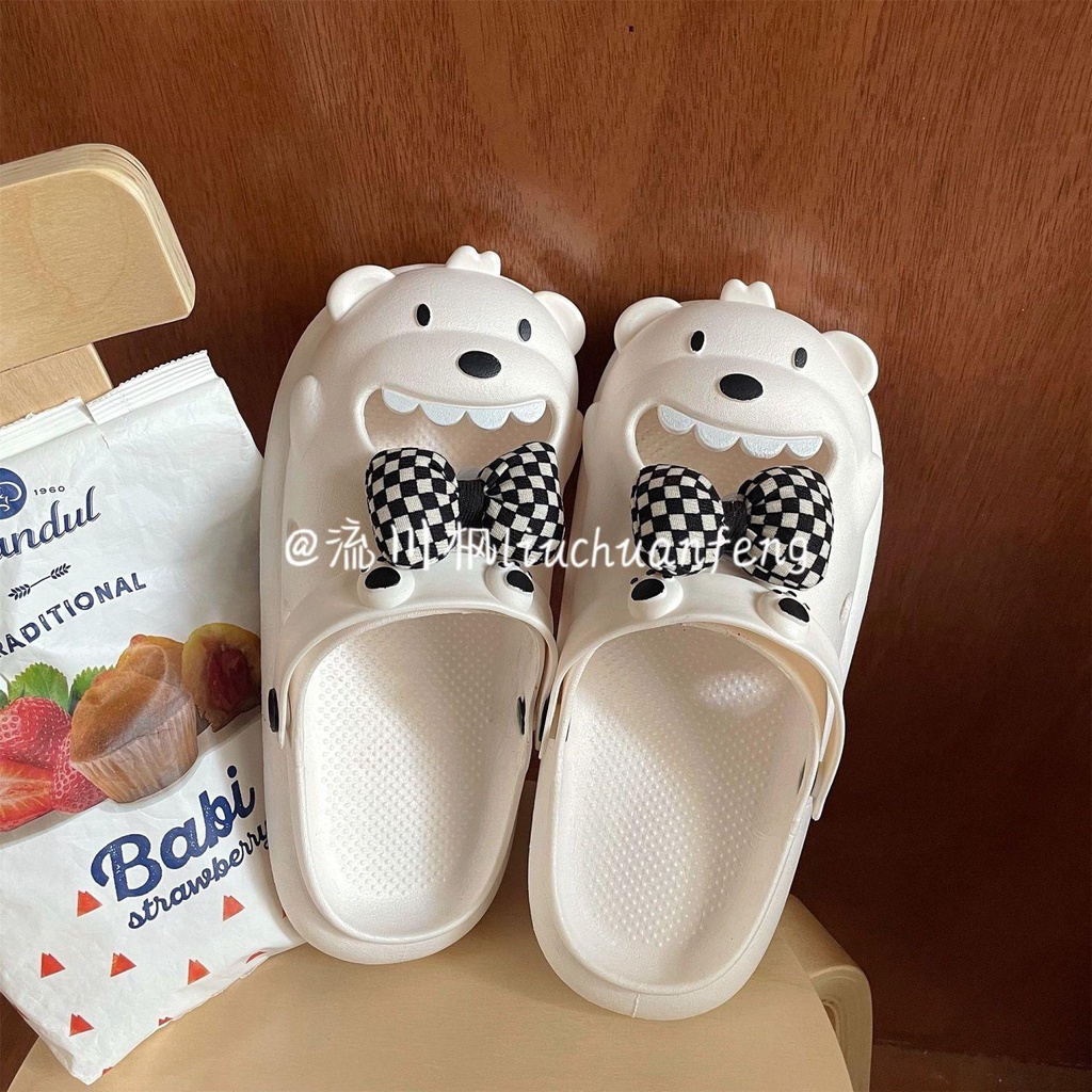 Dép Sandal Đục Lỗ Chống Trượt Hình Gấu Hoạt Hình Dễ Thương Thời Trang Mùa Hè Cho Nữ