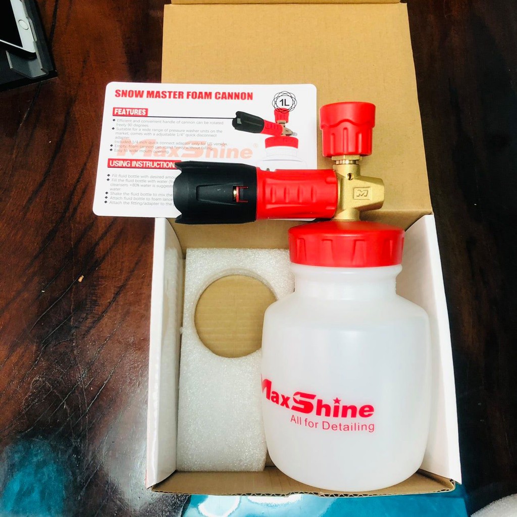 BÌNH PHUN BỌT TUYẾT DÙNG VỚI SÚNG ÁP LỰC NƯỚC MAXSHINE SNOW FOAM CANNON FOAM LANCE FC002 | FL04