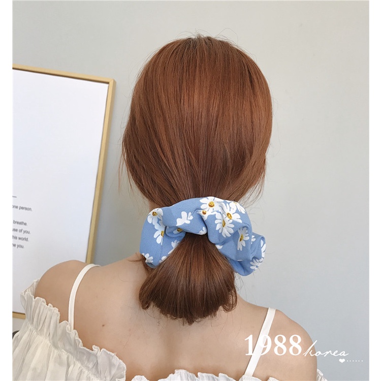 Dây Cột Tóc Mềm Mại In Họa Tiết Hoa Cúc Phong Cách Hàn Quốc Cổ Điển Thời Trang