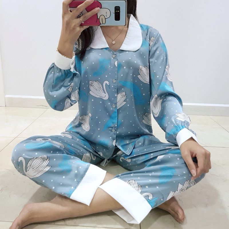 Bộ pijama, bộ ngủ mặc nhà lụa satin cao cấp mềm mịn, không xù