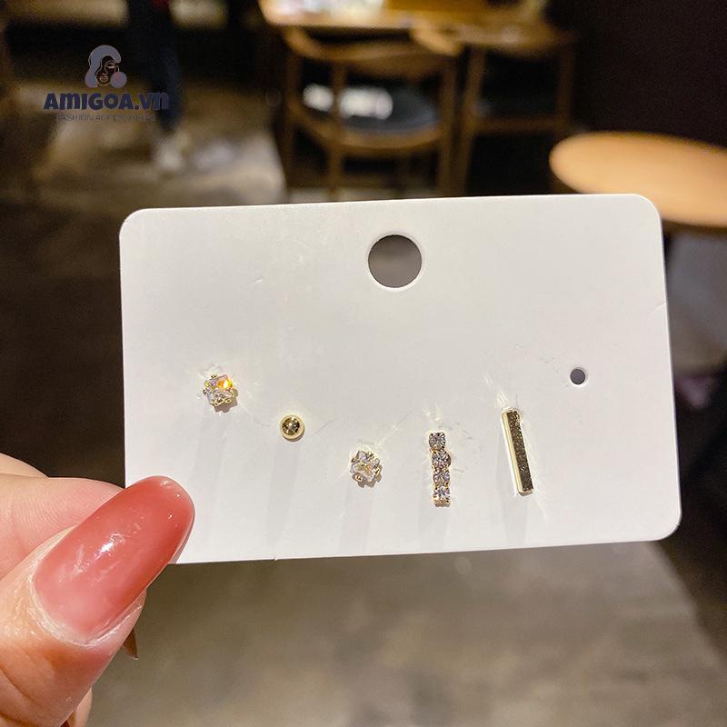 Set 5 Khuyên Tai S925 Không Làm Tổn Thương Da Thời Trang Cho Nữ