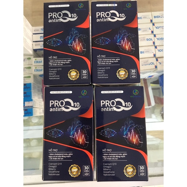 Pro antim Q10 Viên uống bổ tim, giúp giảm nguy cơ xơ vữa động mạch, giúp bổ mắt, tăng cường thị lực
