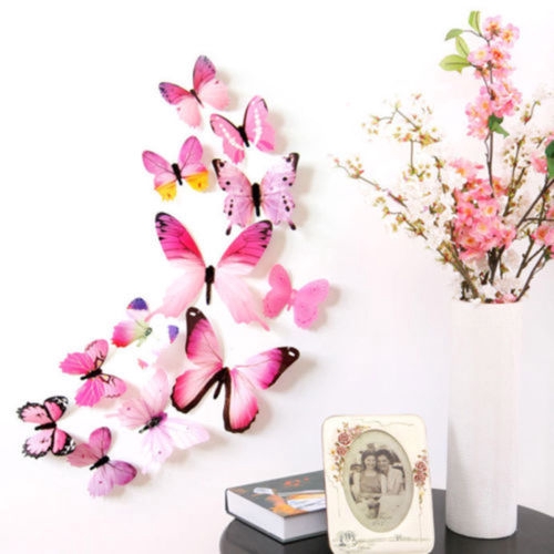 12 Sticker Dán Tường Hình Con Bướm 3d Dùng Trang Trí Phòng