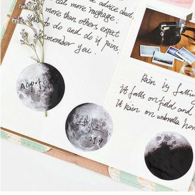 Bộ 45 Miếng Dán Trang Trí Sổ Tay Hình Mặt Trăng Sáng Tạo DIY