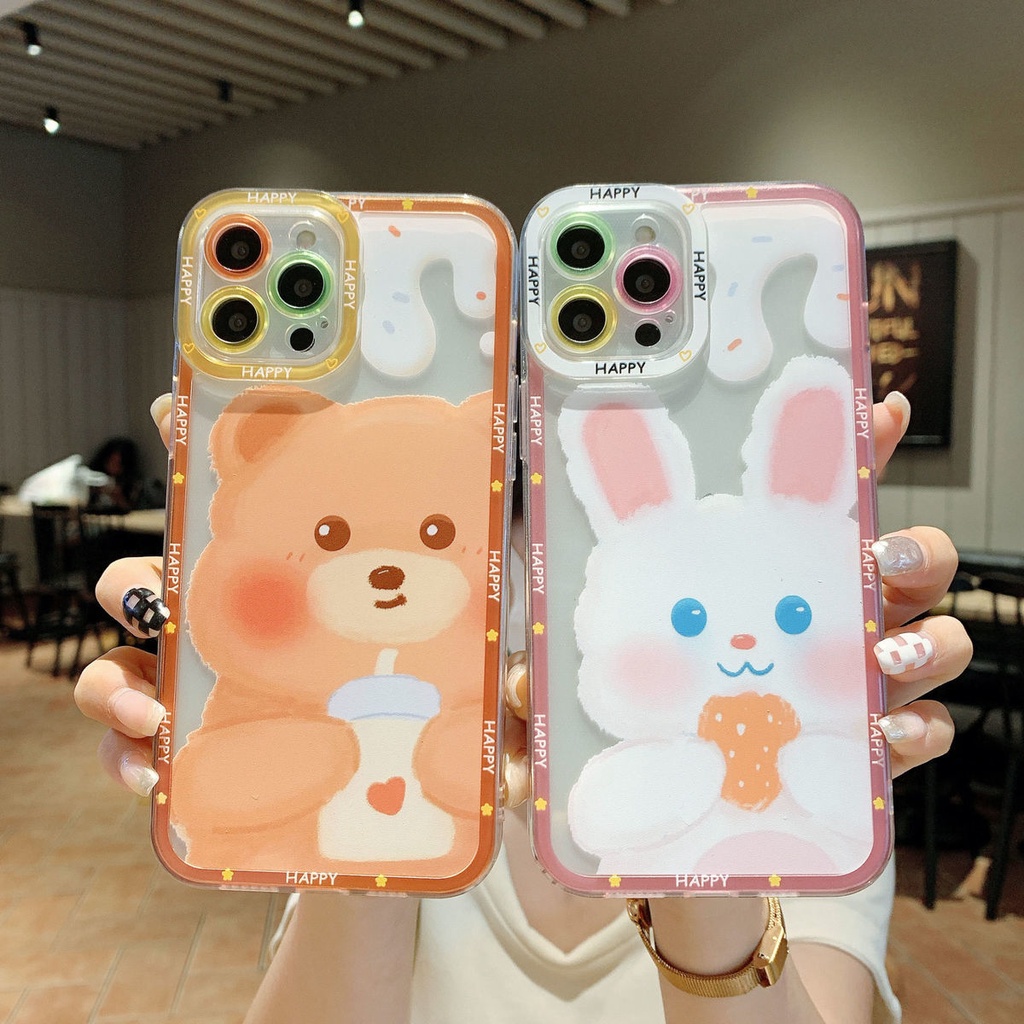 Ốp điện thoại in hình chú thỏ dễ thương thích hợp cho IPhone 11 12 13 Pro Max Xr XsMax 7 8 Plus MkKl4
