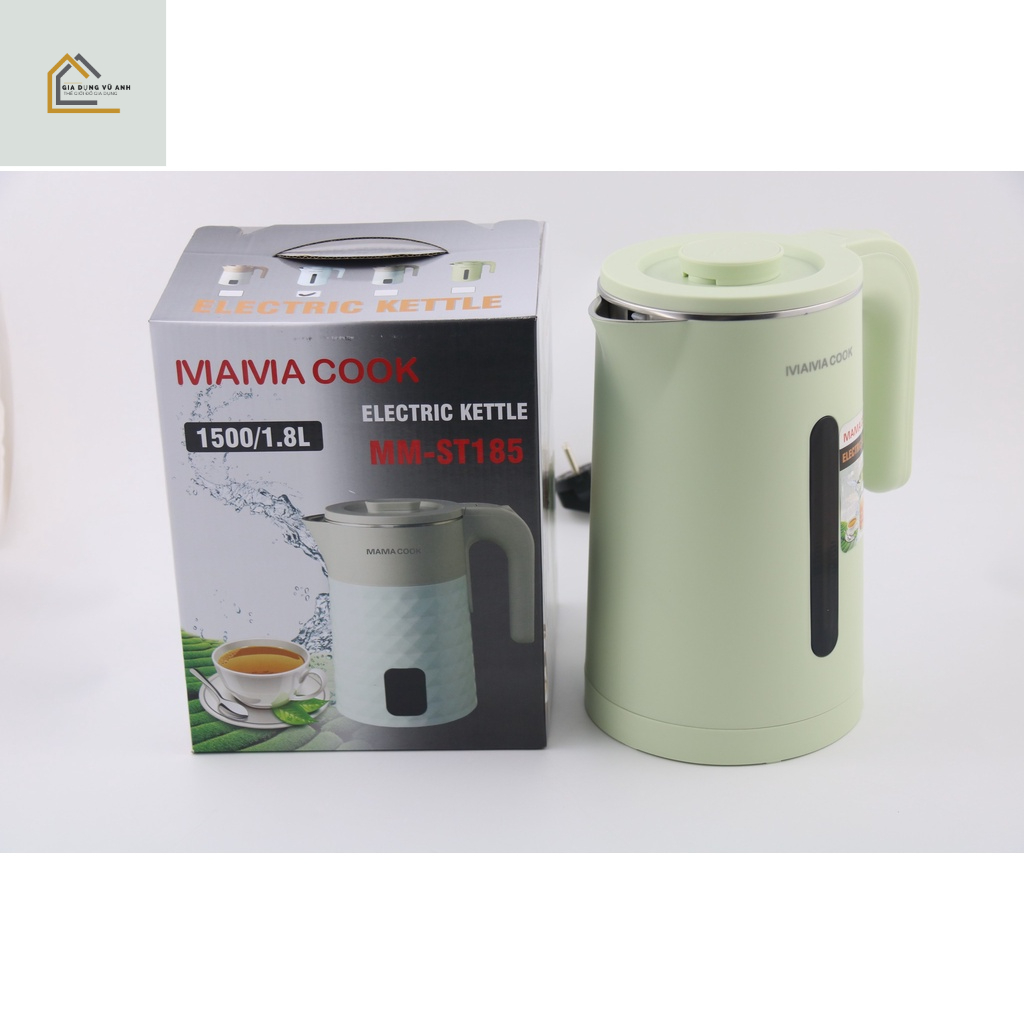 Ấm siêu tốc , Bình đun siêu tốc inox 2 lớp MAMA COOK ST185 1.8L hàng chính hãng đế đúc bảo hành 6 tháng