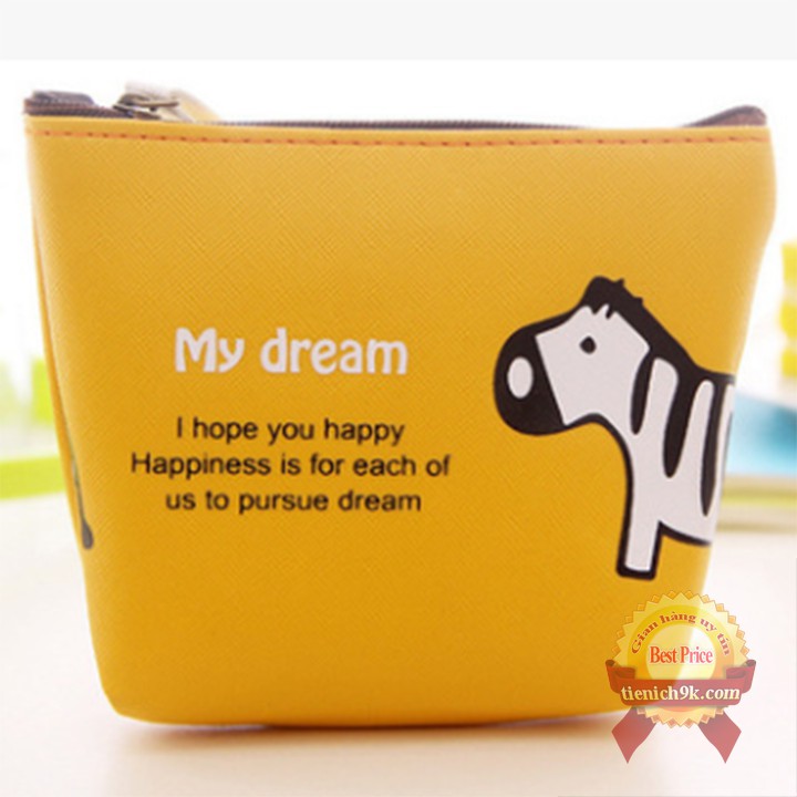 Bóp ví mini đựng đồ tiền xu cho bé hình ngựa voi bằng vải dù canvas siêu bền dễ thương tiện lợi | túi khóa mini đựng đồ