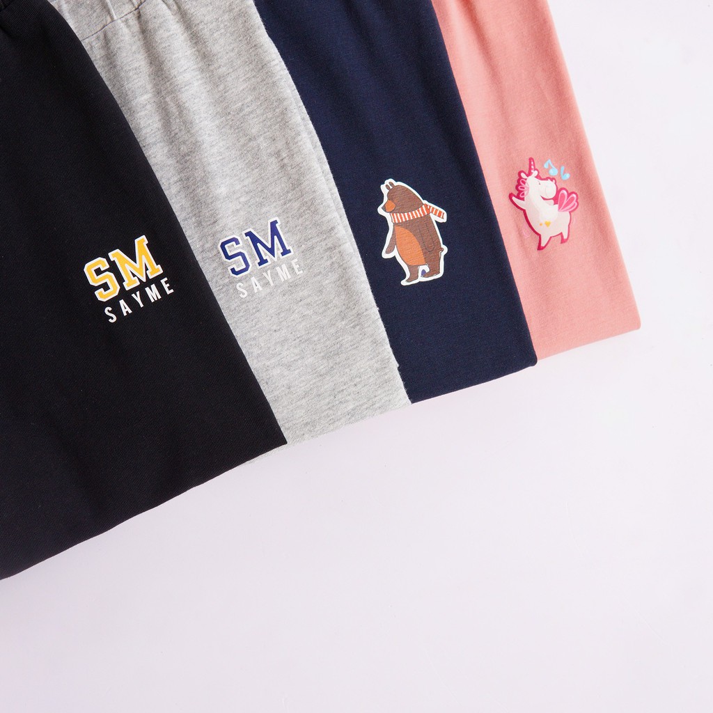 Quần legging bé gái SAYME quần dài thu đông mặc nhà cotton co giãn GBIB0001-2