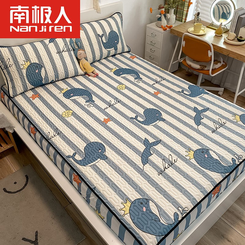 Nệm Mỏng trải tấm giường Nam Cực loại chiếu cao su thiên nhiên, có thể giặt được, được điều hòa nhiệt độ cố định chống trượt Bộ ba mảnh