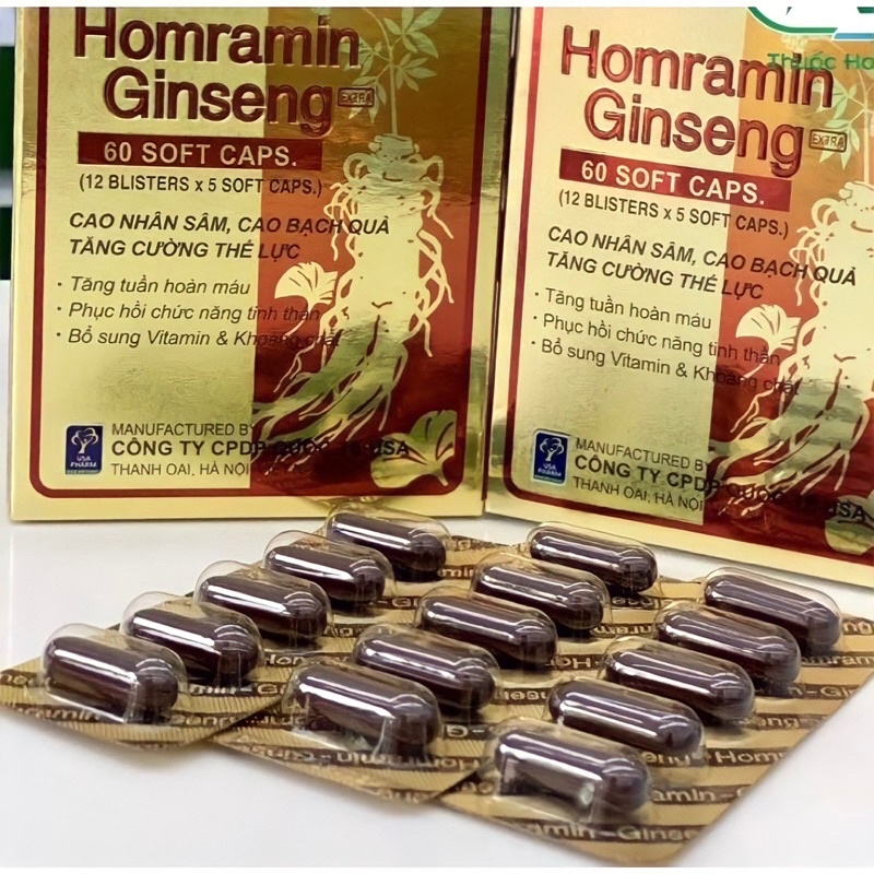 VIÊN UỐNG BỒI BỔ SỨC KHOẺ HOMRAMIN GINSENG NHÂN SÂM TĂNG CƯỜNG THỂ LỰC HỘP 60 VIÊ