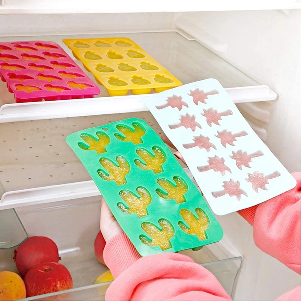 Khuôn Silicone Làm Đá Hình Cây Dừa / Xương Rồng / Trái Dứa / Chim Hồng Hạc