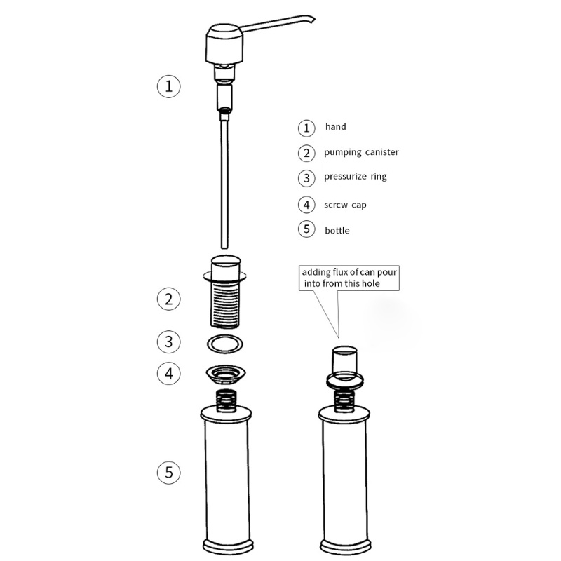 [seve *] Bình Đựng Xà Phòng Dạng Ấn Kèm Ống Nối Dài Cho Bồn Rửa Nhà Bếp B