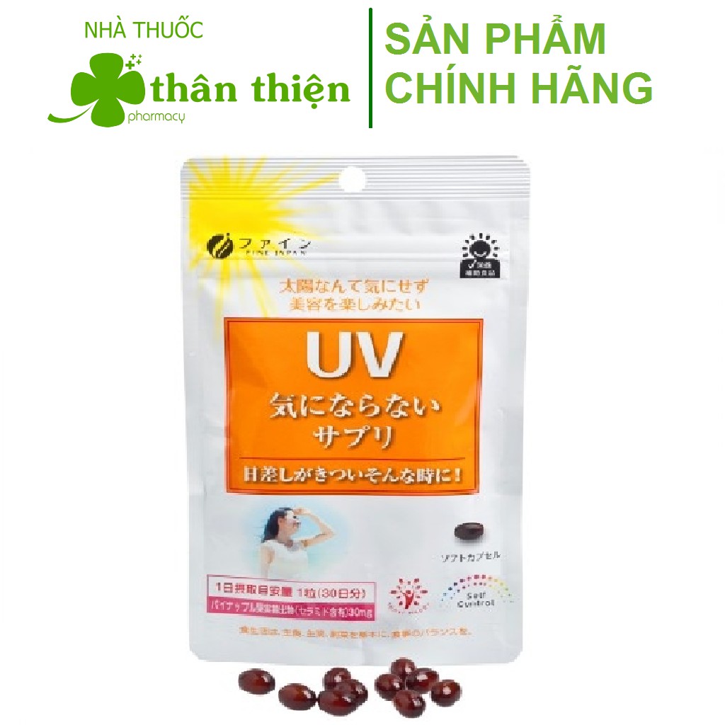 {Nhật} Viên chống nắng UV Care Plus Fine Japan- Hỗ trợ giảm tác hại của tia UV, ngăn ngừa lão hóa da (30 viên)