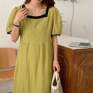 ĐẦM LỤA CỔ VUÔNG 2 MÀU