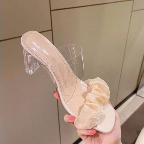 Guốc Nữ 7 Phân Quai Trong Phối Quai Bèo Nhún Tiểu Thư Đậm Chất Phái Đẹp Sản Phẩm Chất Lượng Size 35 - 39