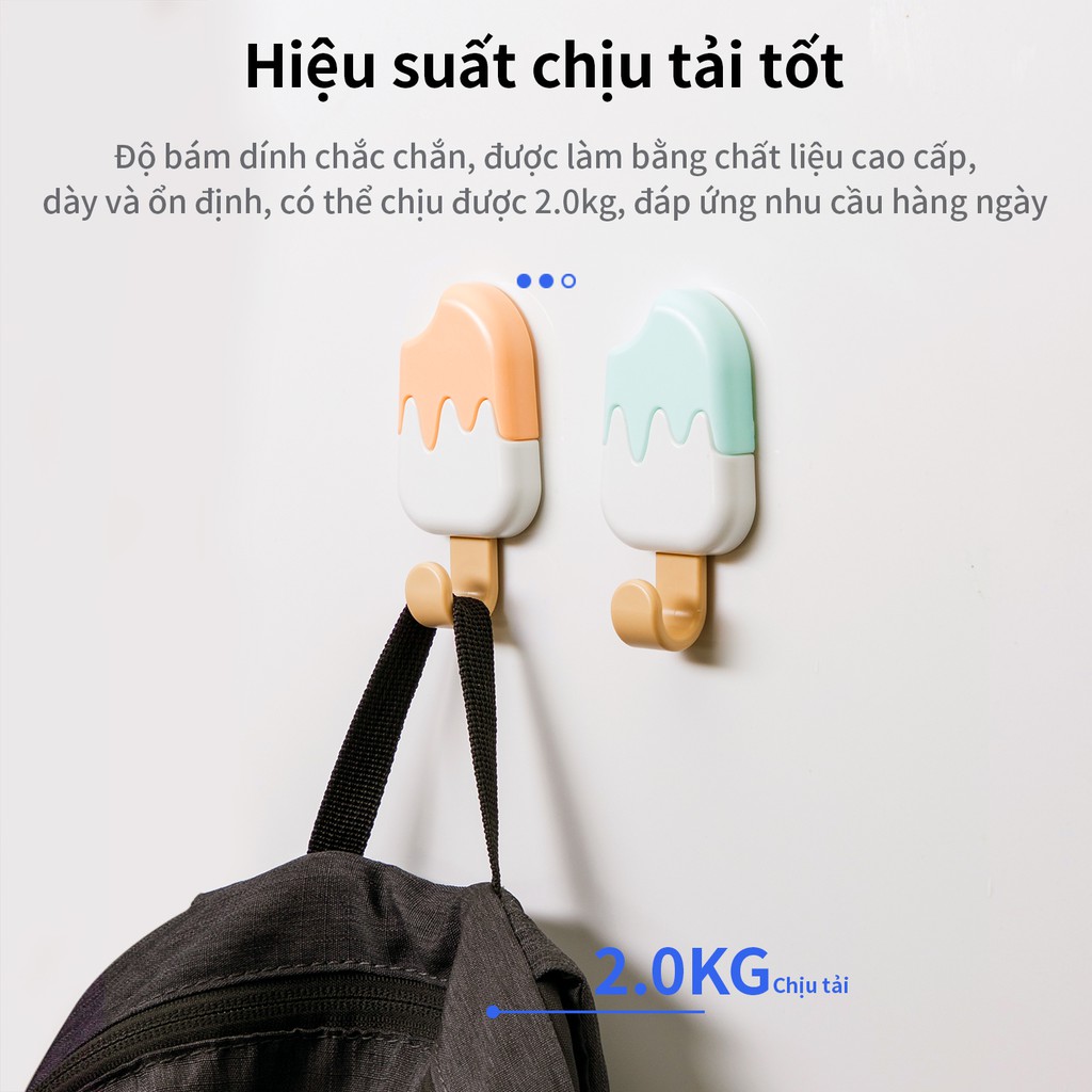 Vỉ 2 chiếc Móc dán treo tường hình cây kem Deli - Thiết kế cute dễ thương, đáng yêu - Chịu lực tốt, chắc chắn - 19364