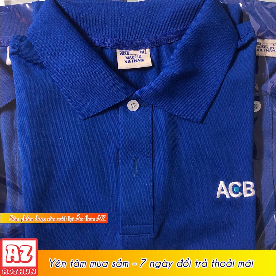 Áo thun đồng phục ngân hàng ACB logo thêu - Vải cá sấu poly  cao cấp AT15