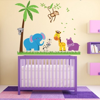 Decal dán tường Vườn thú xanh 02