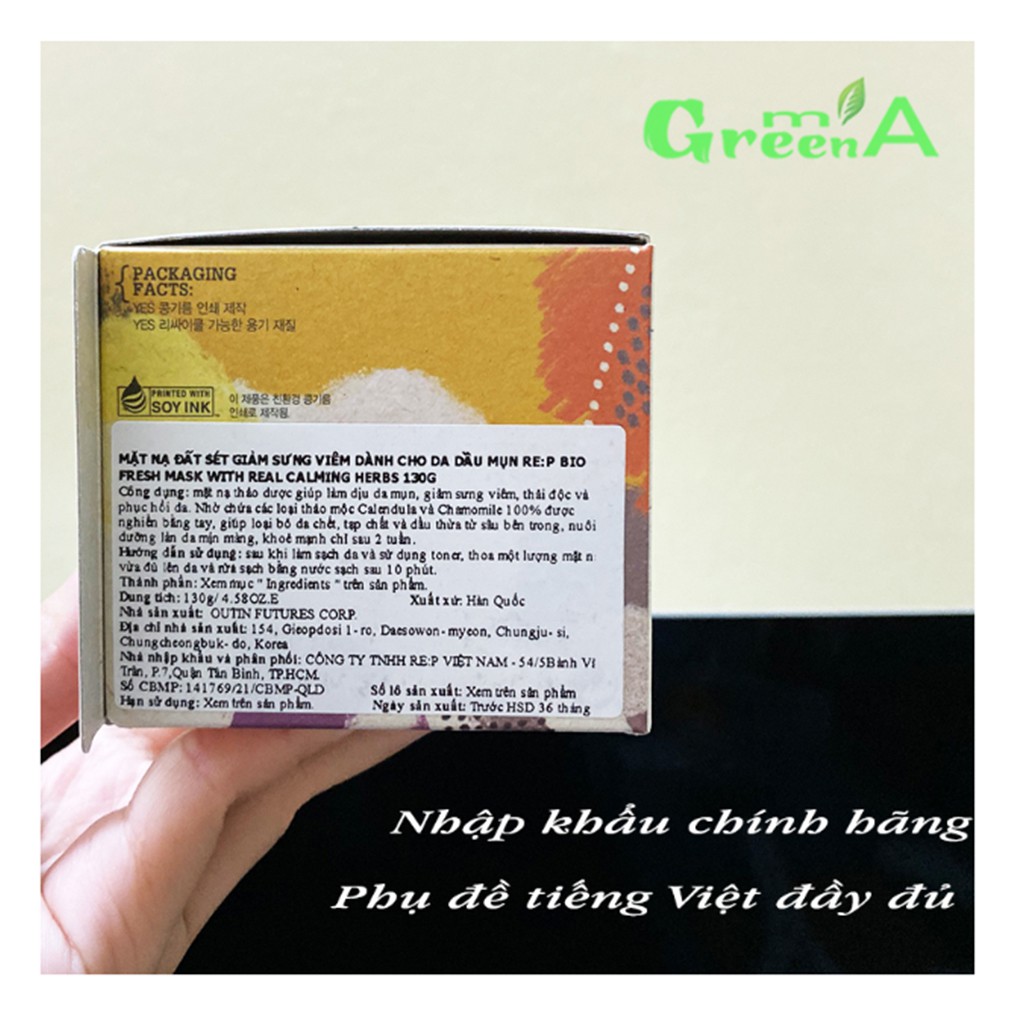 Mặt Nạ Đất Sét Hữu Cơ RE:P Bio Fresh Mask Giảm mụn, Kiềm dầu, Se khít lỗ chân lông | BigBuy360 - bigbuy360.vn