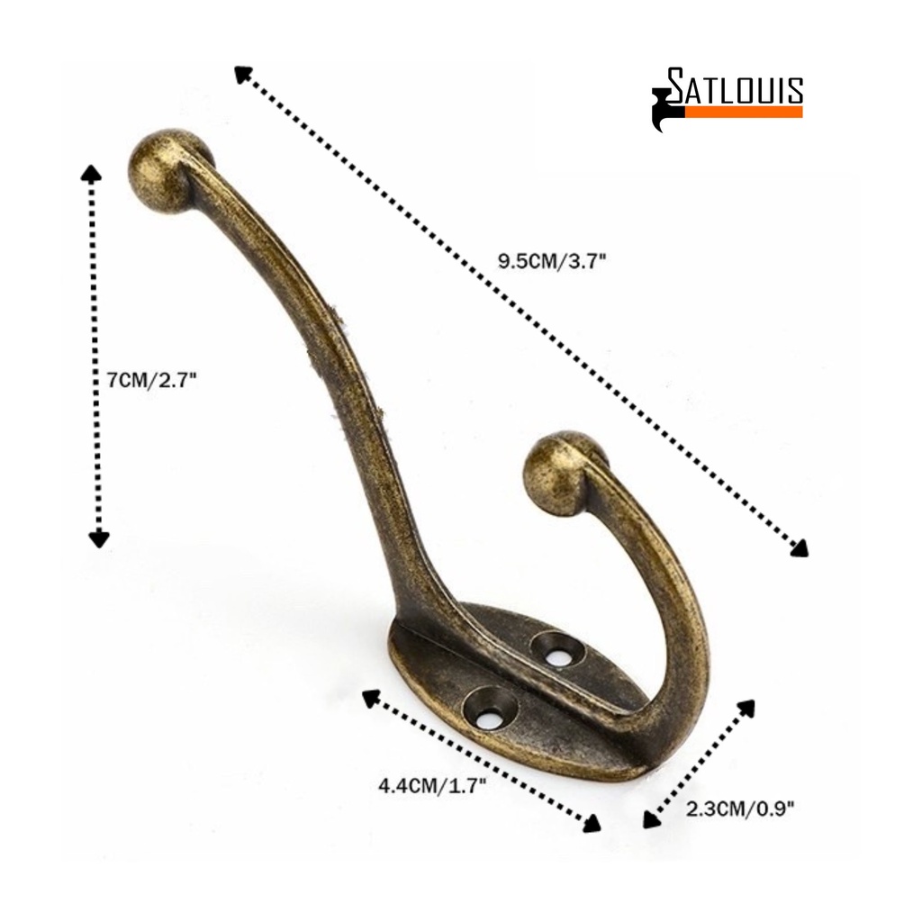 Móc treo đôi Cổ điển gắn tường siêu cứng cáp, tặng kèm ốc vít