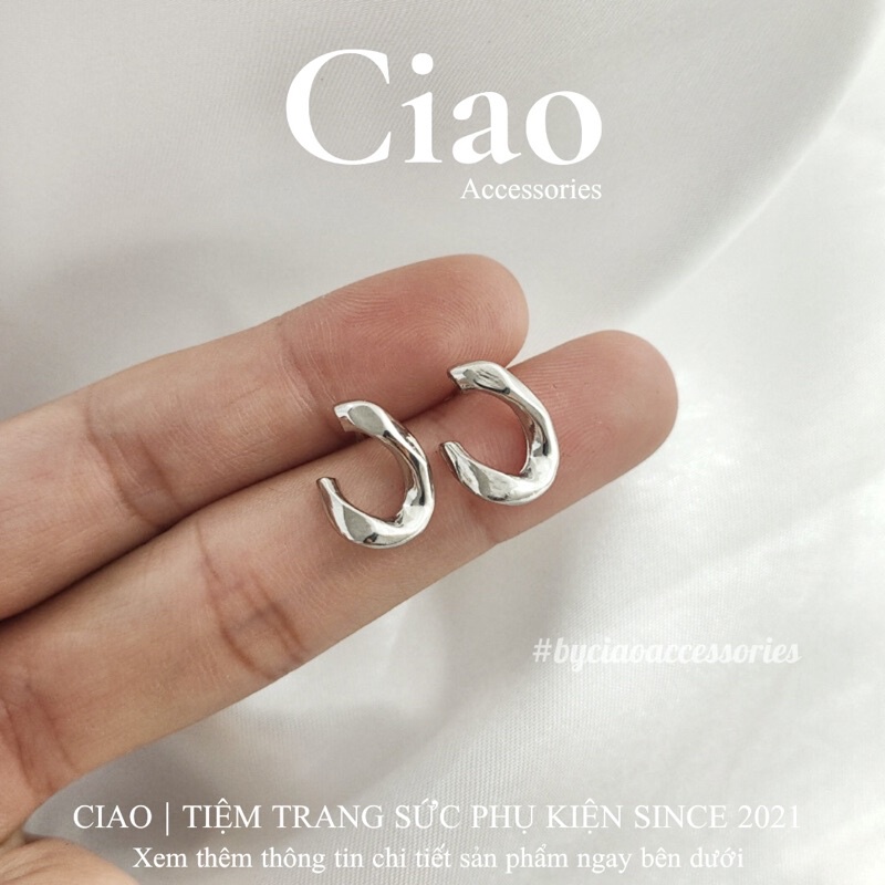 [HOẢ TỐC 1H] Khuyên tai/ Bông tai mạ bạc S925 thiết kế hoạ tiết trendy Ciara Ciao