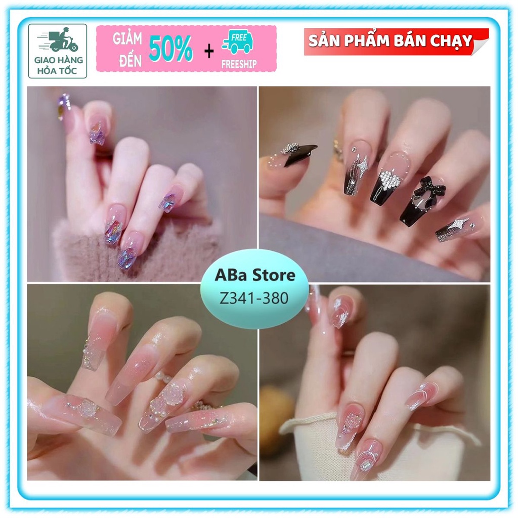 Bộ 24 Móng Tay Giả Đính Đá Nails Xinh Aba Store [Z341 - 380]