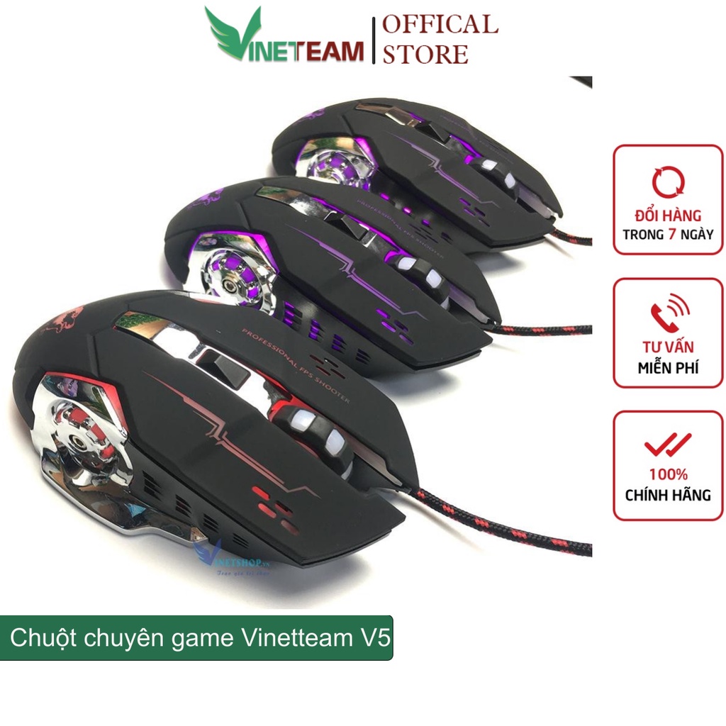 Chuột có dây chuyên gaming Vinetteam V5 LED 7 màu cực đẹp -DC2220