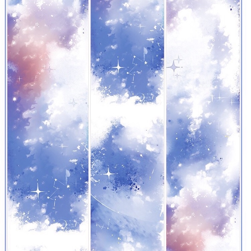 Băng dính trang trí washi tape hoạ tiết bầu trời xanh tím