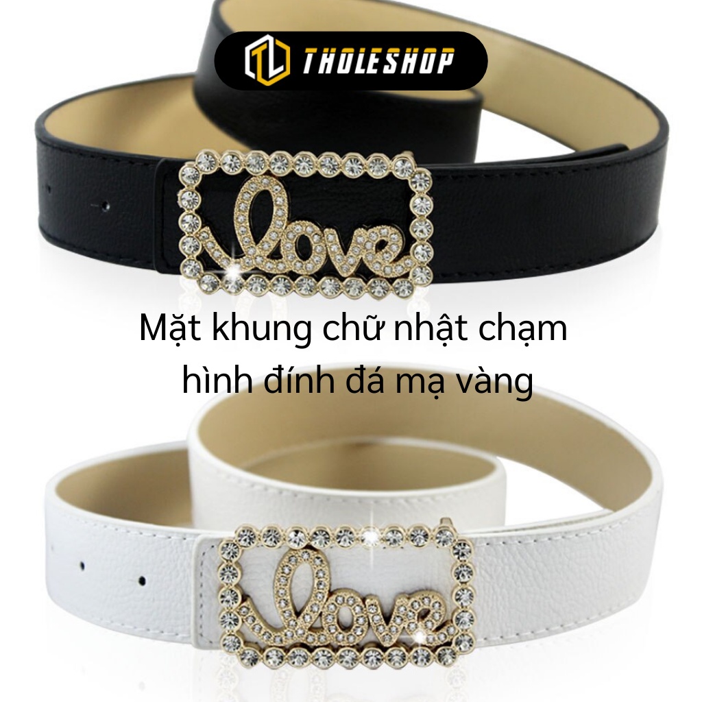 Thắt Lưng Nữ - Dây Nịt Thời Trang Nữ Mặt Đính Đá Chữ Love, Kiss, Cái Nơ 7695
