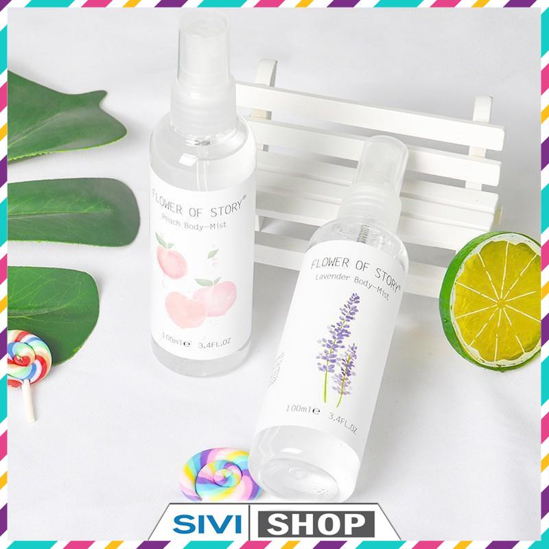 Xịt thơm 2in1 body và xịt thơm phòng Flower Of Story 100ml hương hoa quả