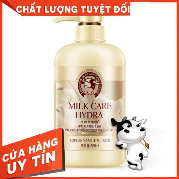 Sữa Tắm Trắng Da, Sữa Tắm Con Bò Nội Địa Trung MILK CARE HYDRA 800ml K158