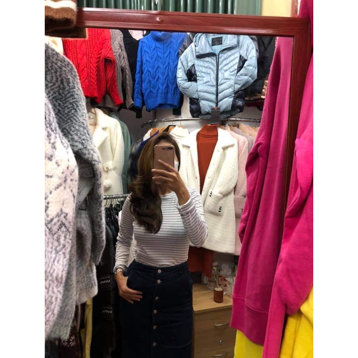 Áo thun gân tay dài sọc trắng đen xuất khẩu hiệu ZARA-VIFASHOP