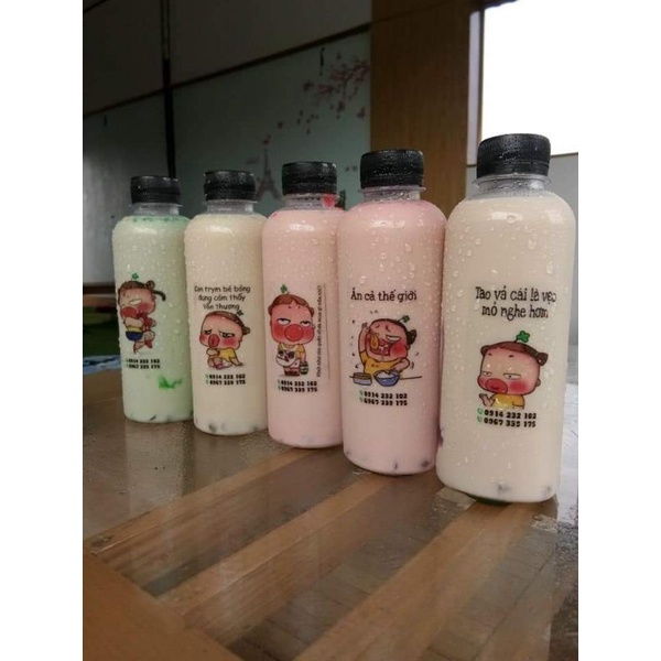 Chai đựng trà sữa chai 500ML  cổ nhỏ  phí 30 kèm  nắp trắng nắp đen nắp nhôm