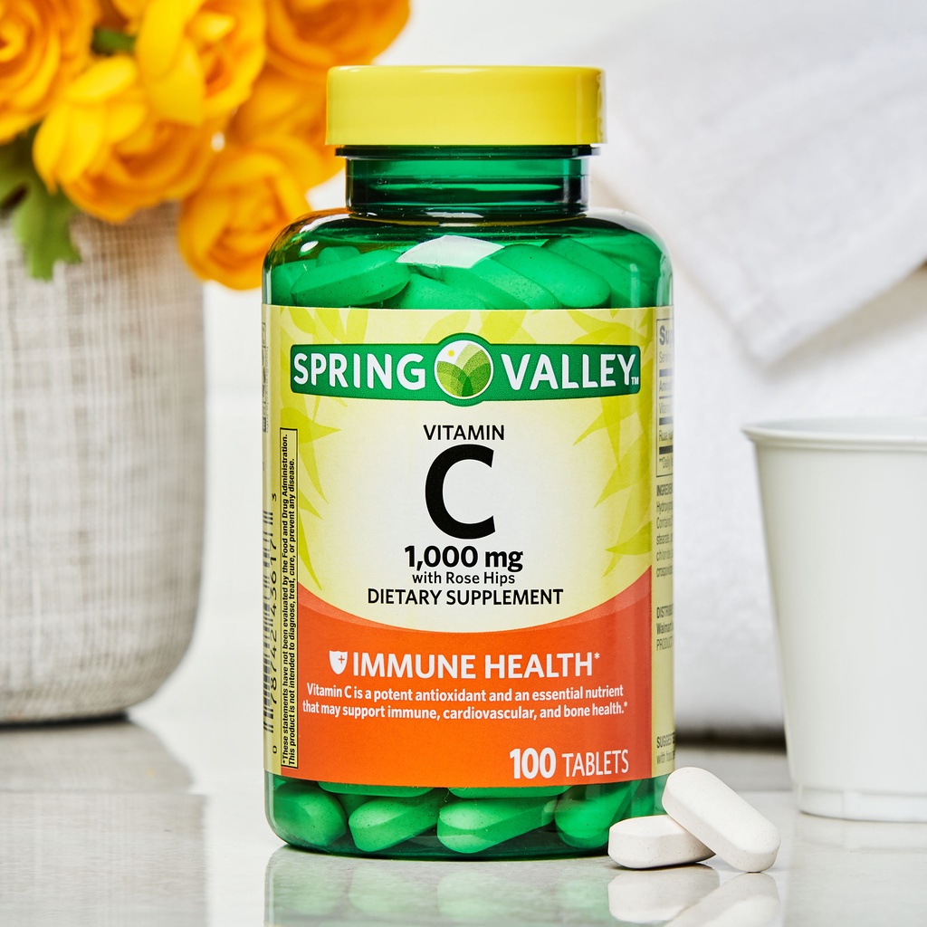 Spring Valley Vitamin C 1000mg TPBS Hỗ Trợ Sức Khoẻ 250 Viên - Từ Mỹ