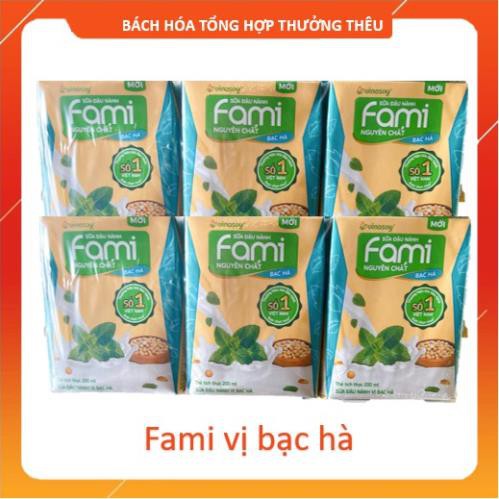 Sữa Dậu Nành Fami Nguyên Chất Vị Bạc Hà  Vỉ 6 Hộp