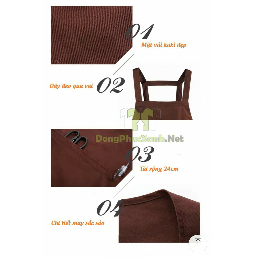 Tạp dề Nâu chữ H vải kaki dành cho nam nữ phục vụ, pha chế - TDHNK65