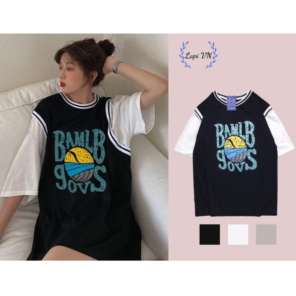 Áo thun bóng rổ tay lỡ phong cách Ulzzang,Lapi VN chất cotton dáng unisex form rộng in hình bamld govs