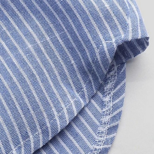 Áo Sơ Mi Nam GU CHẤT Chất Đũi  Kẻ Sọc, Cổ Tàu, tay Dài - GUD04