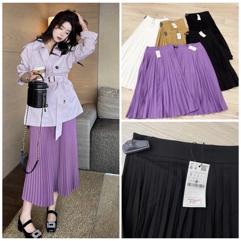 Chân Váy Đầm Midi Xếp Ly, Chân Váy Nữ Dài STRA - LITTLE KOREA