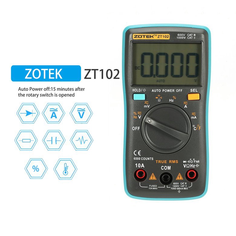 ⚡️𝗙𝗿𝗲𝗲 𝗦𝗵𝗶𝗽⚡️Máy đo dòng điện AC/DC kỹ thuật số 6000 số mini ZOYI ZT102