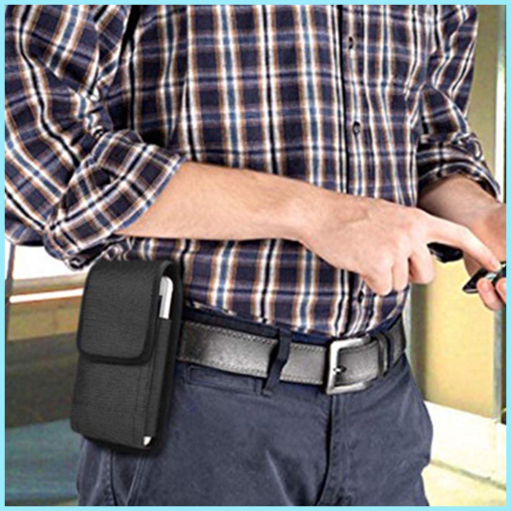 Bao Da Điện Thoại Bằng Vải Có Vòng Đeo Thắt Lưng Cho Nam