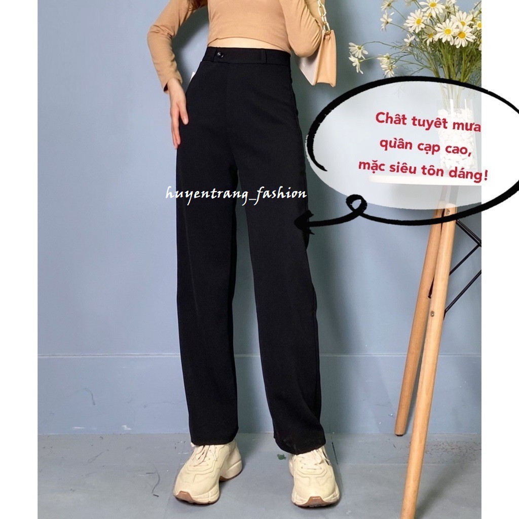 Quần ống rộng nữ, ống suông culottes dáng dài khuy lệch cúc trước chất vải cao cấp