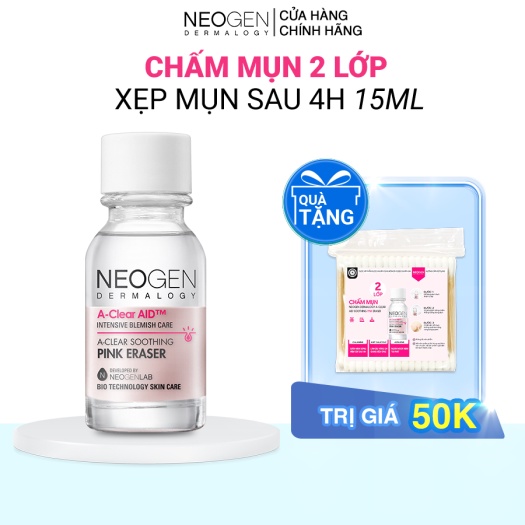 Chấm Mụn Neogen 2 Lớp, A-Clear Aid Soothing Pink Eraser 15ml Giảm Mụn, Chống Thâm.