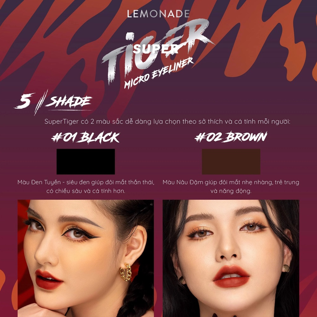 Bút Kẻ Mắt Nước Siêu Mảnh, Sắc Nét, Chống Trôi Hiệu Quả Lemonade SuperTiger Micro Eyeliner 1g