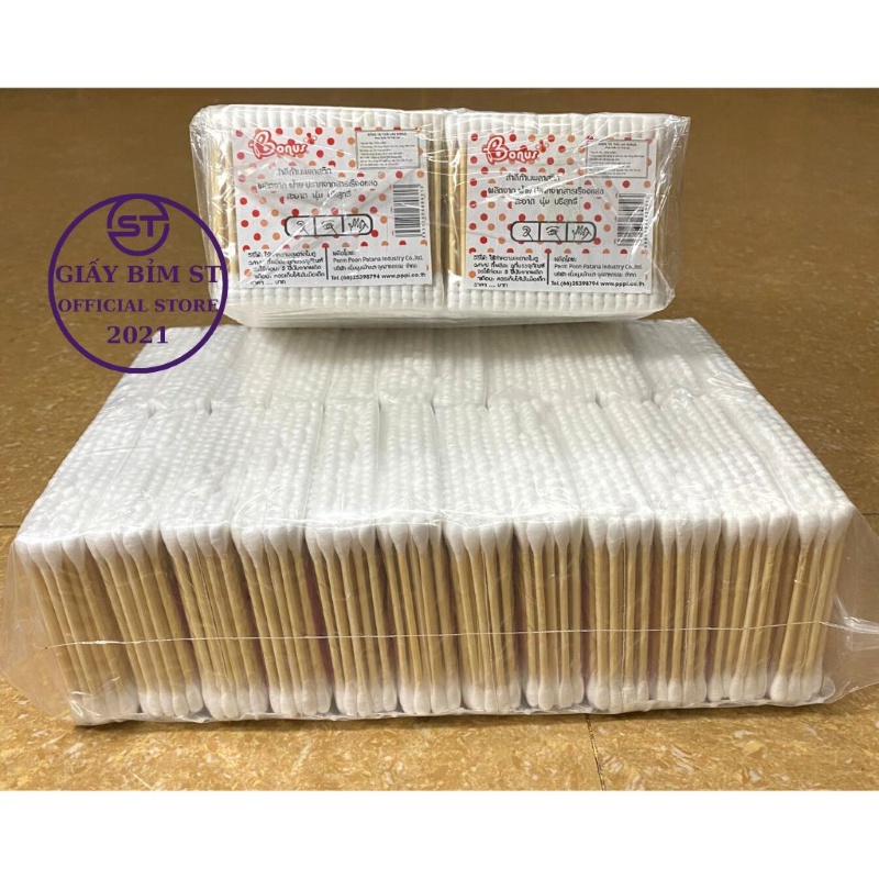 Tăm bông thân gỗ, tăm bông ngoáy tai 100 cái x 24 gói Thái Lan, Việt Nam