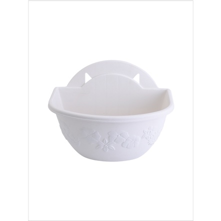 Chậu nhựa ốp tường hoa 34cm hoạ tiết hoa nổi kèm lót và nút chống rỉ nước size 2_Chậu ốp thông minh, tiện lợi