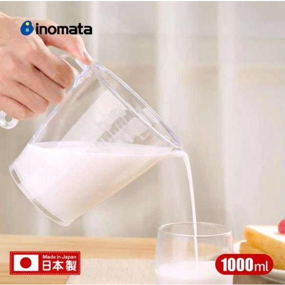 Cốc đong Inomata có vạch chỉ dẫn loại 1000 ml dùng để đong nước, sữa - Hàng nội địa Nhật Bản RIN STORE