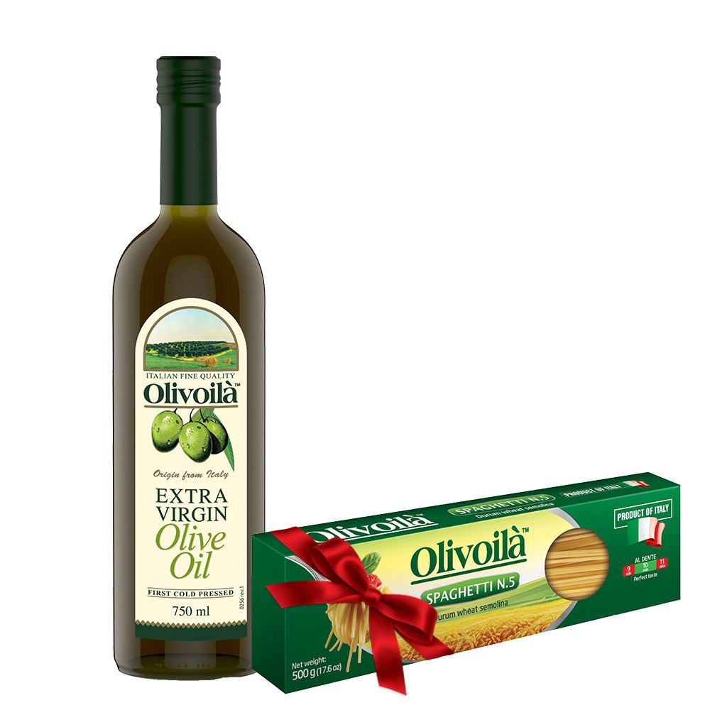 [Tặng Mì Olivoilà N.5 500g] Dầu Oliu nguyên chất Olivoilà Extra Virgin 750ml