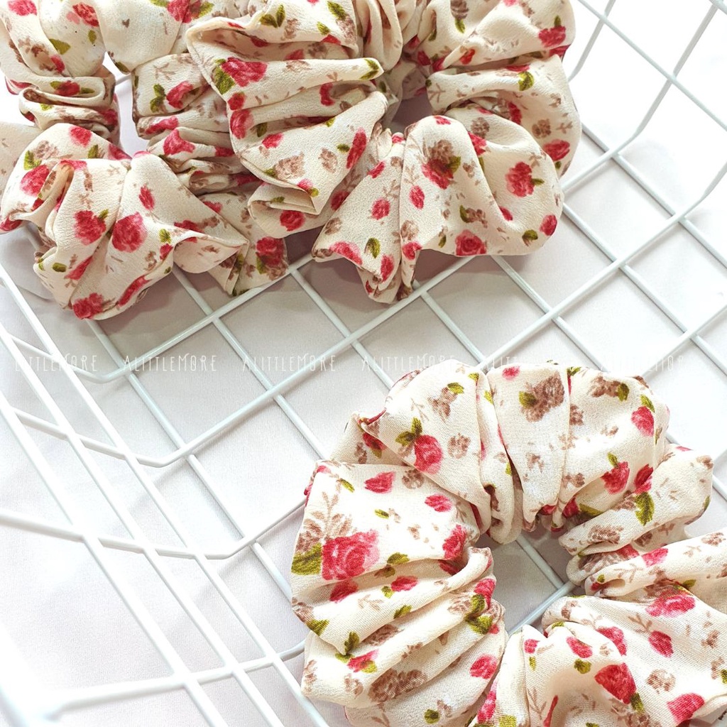 Dây Buộc Tóc Scrunchies AlittleMORE Hoa Nhí Họa Tiết Xinh Xắn Nữ Tính Cột Tóc Đẹp Dễ Thương