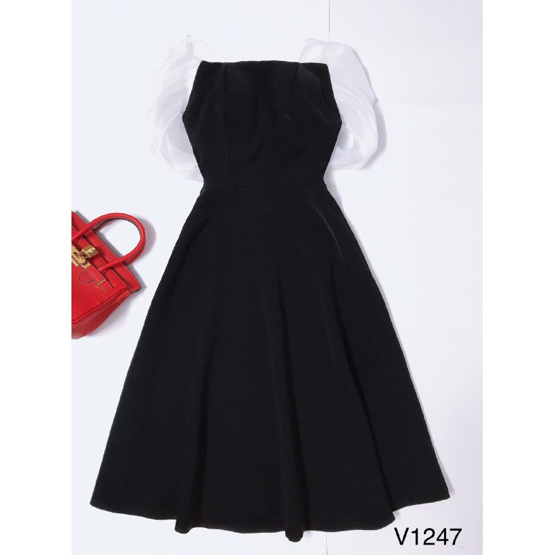 XƯỞNG SỈ Đầm dự tiệc đen quây vai quyến rũ thiết kế V1247 Mydu kèm ảnh thật độc quyền